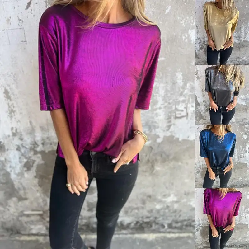 

Женская удобная дышащая футболка свободного покроя из полиэстера ort Sve irt Color Crew Ne Spring Faion