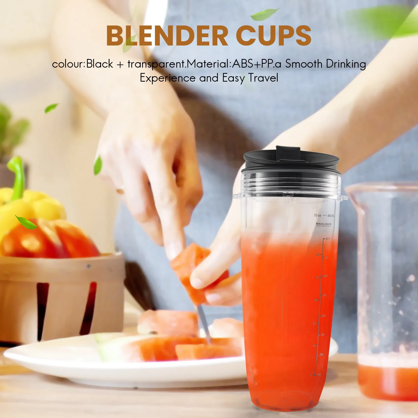 32-Ounce Cup with Sealed Lid Replacement Parts and Accessories for Auto-IQ 1000W and Dual Blender