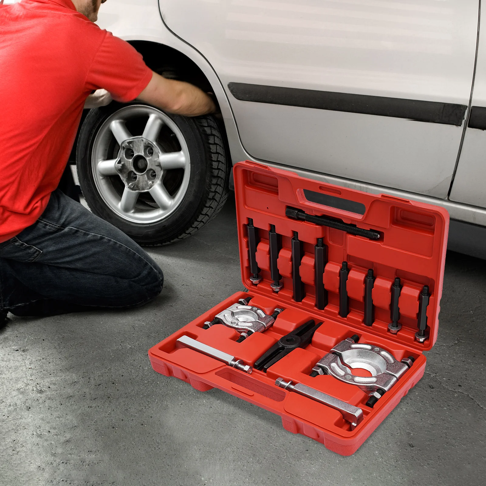 Kit d'outils de démontage et d'assemblage de roulements 12/14 pièces, extracteur de roulements, séparateur de roulements, extracteur d'engrenages pour atelier de réparation automobile