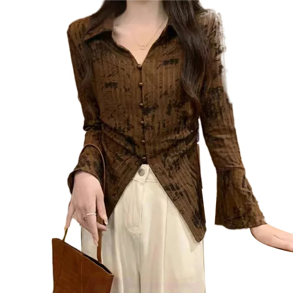 

Casual Everyday Style Long Sleeve Blouse Elegant Women 's Top Slight Stretch Slight Stretch Fabric Suitable For Home