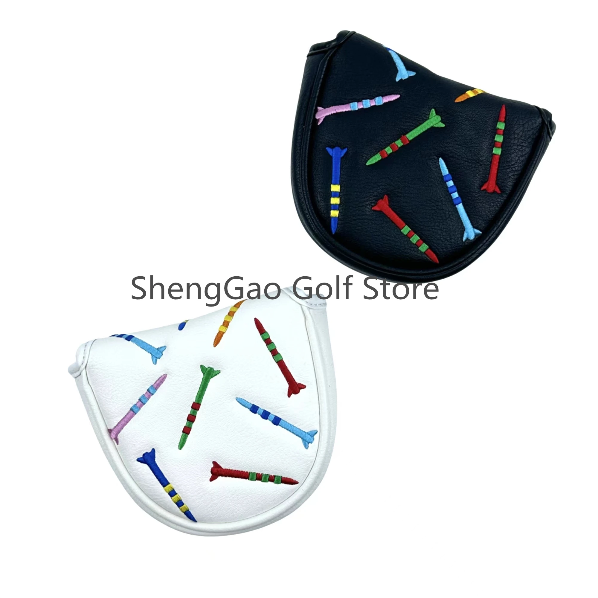 1pc rocket Pattern Golf Putter Cover PU Leather Mallet Putter Cover Magnetic Closure Golf Head cover