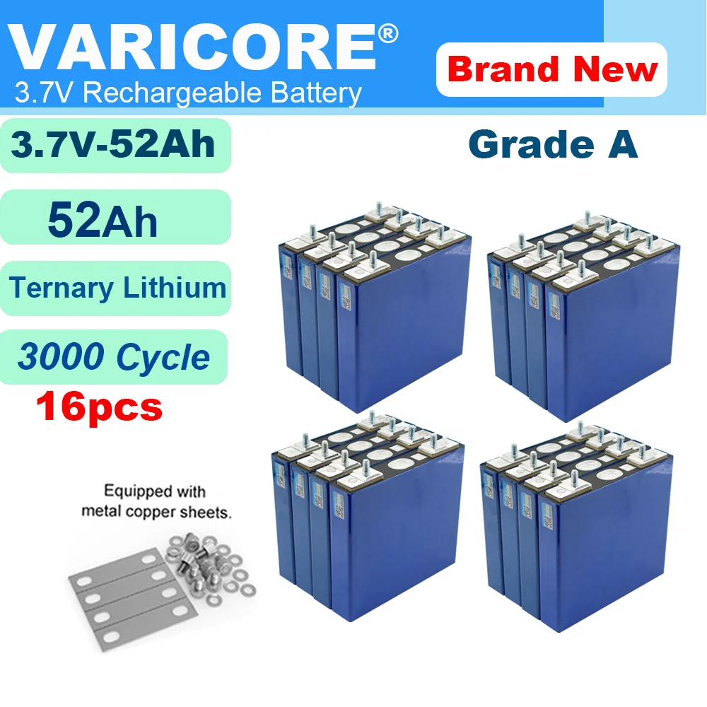 16 шт. VariCore 3,7 В 52 Ач тройная литиевая батарея для 12 В 24 В Off-Grid автомобильная зажигалка мотоцикл автомобильный двигатель модификация батареи
