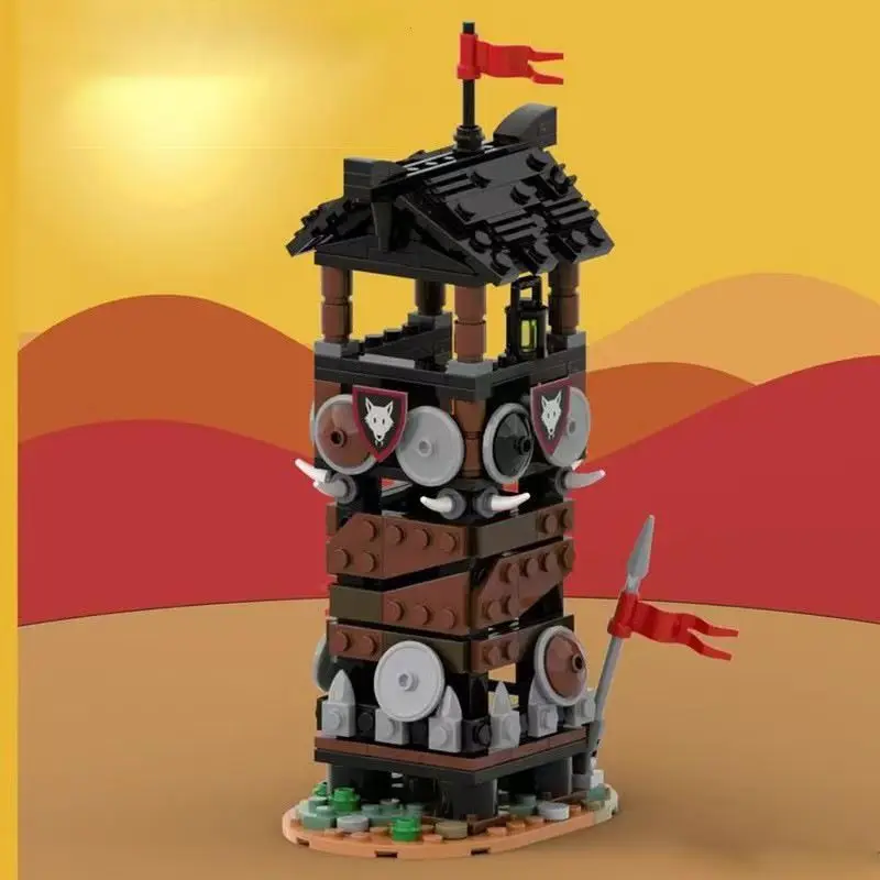 

MOC-154058 Medieval Castle Scene Architecture Tower Wolf Pack Watchtower Building Blocks Toys Collection Gifts