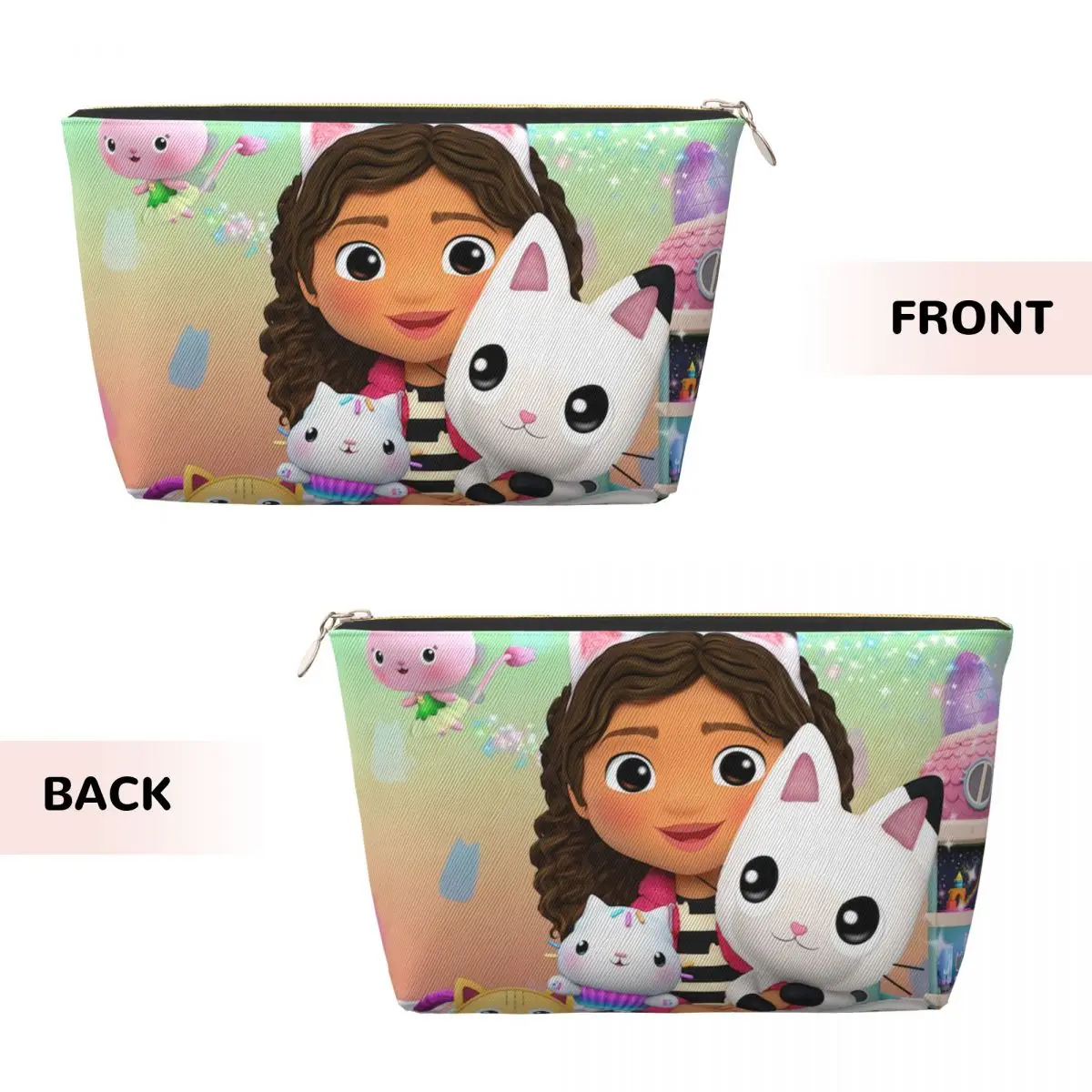 Custom Gabbys Dollhouse Makeup Bag Women Travel Cosmetic Organizer Cute Gabby Cat Pandy Paws Storage Toiletry Bags