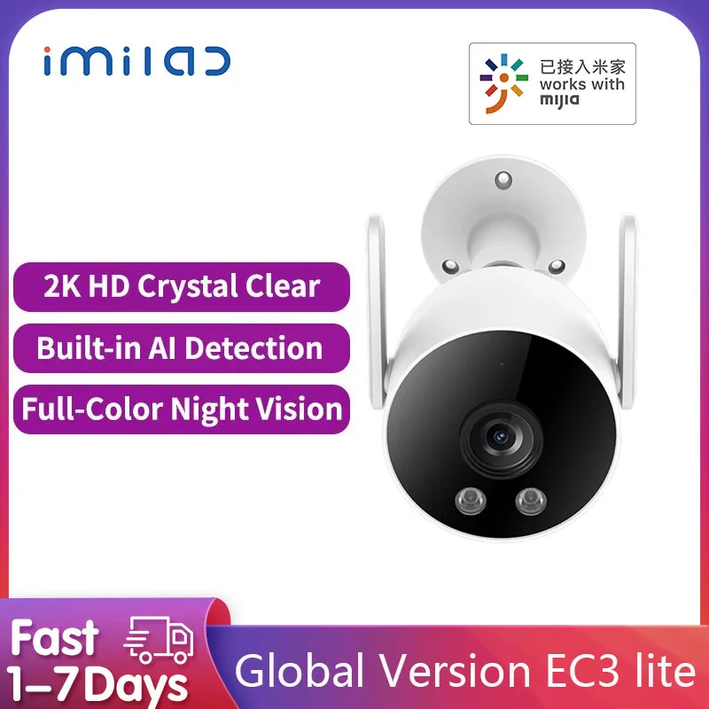 IMILAB EC3 Lite Outdoor Camera Security CCTV 2K HD Wifi IP Smart Siren Color Night Vision Human Detection Webcam Support Mihomes