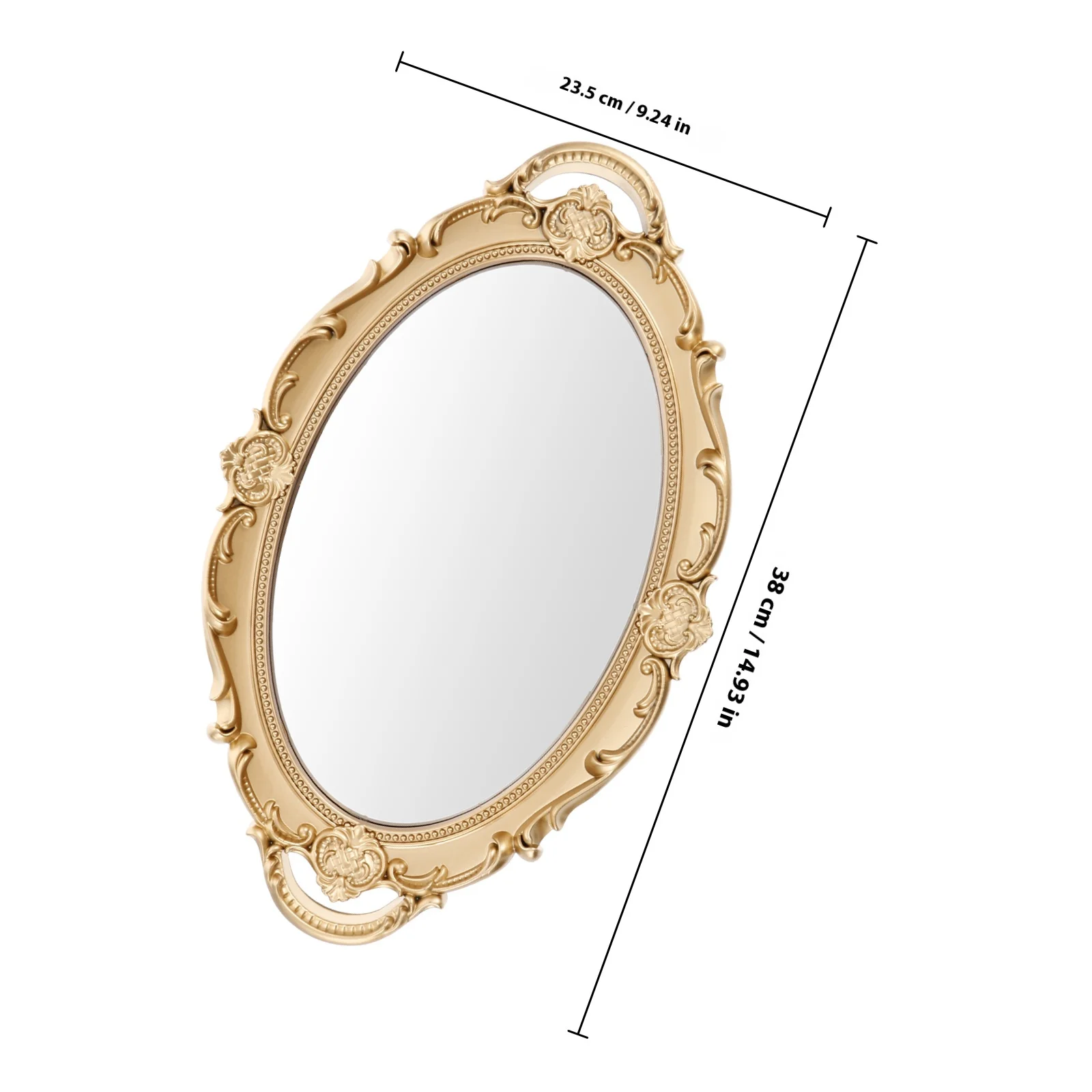 مرآة مكياج ذهبية عتيقة على الطراز الباروكي مرآة زخرفية ذات سطح كبير لأناقة منطقة خلع الملابس في غرفة النوم #2