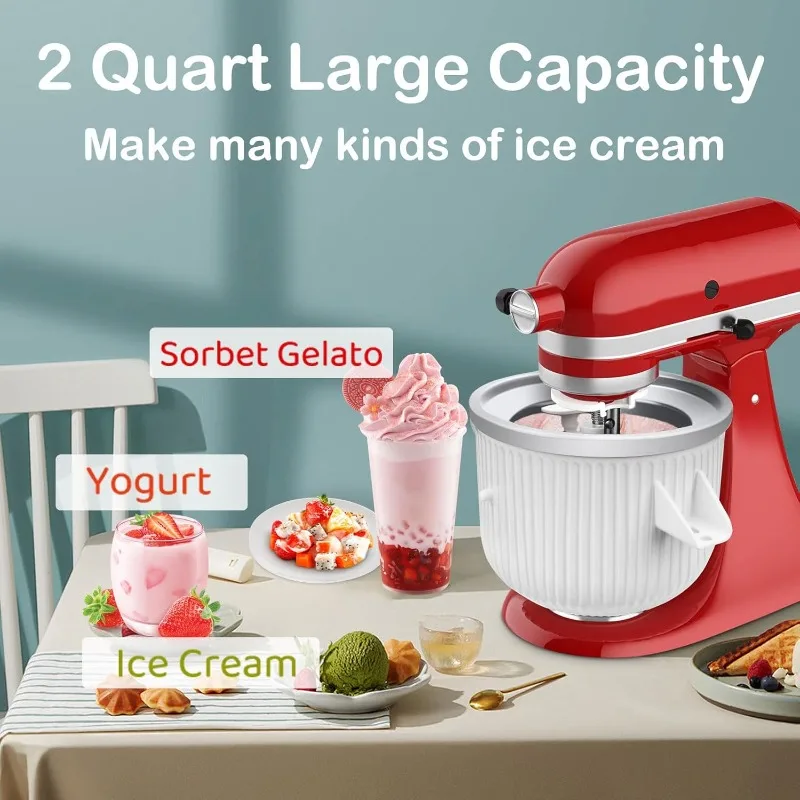 Attachment for KitchenAid Stand Mixer, Ice Cream Bowl Fit for 4.5Qt and Larger Stand Mixers, Ice Cream & Sorbet