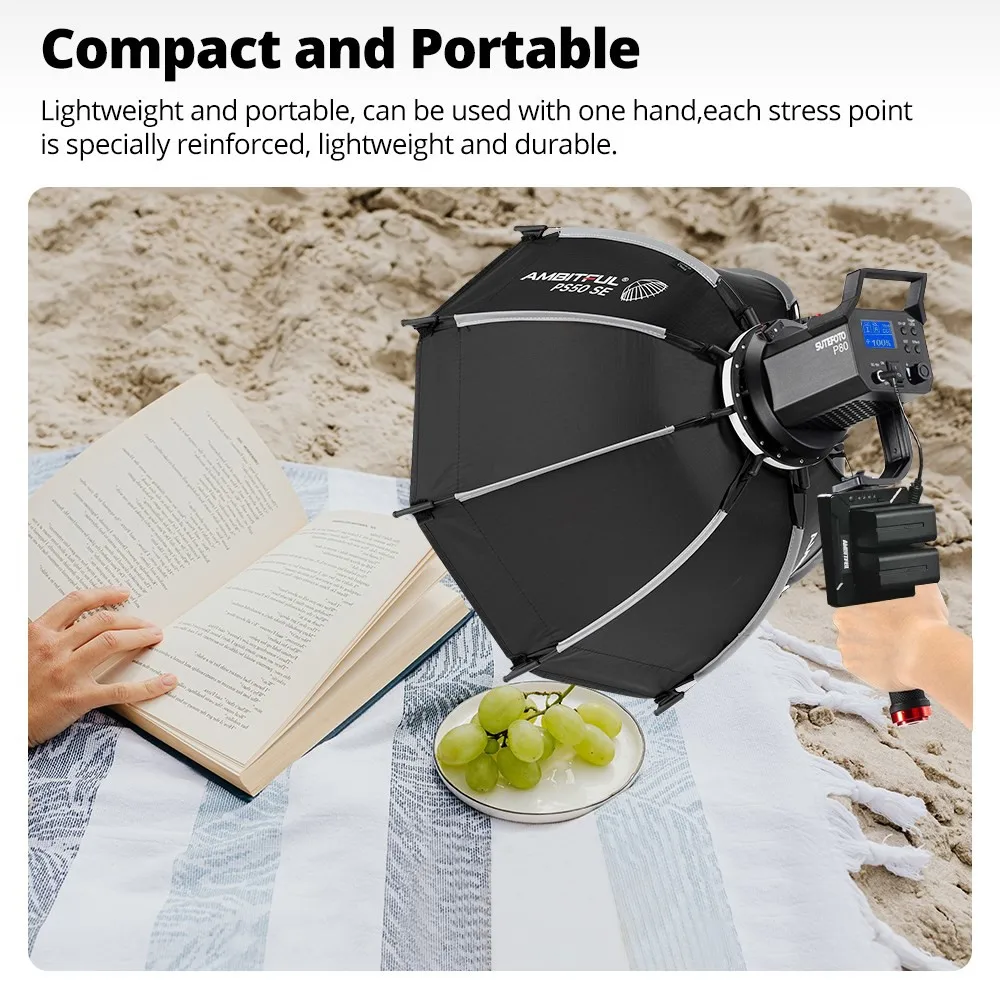 AMBITFUL PS30 PS50SE 30cm 55cm mini جلدی سے Bowens Mount Octagon Softbox + Honeycomb Grid Outdoor SoftBox LED فلیش کے لیے جاری کریں