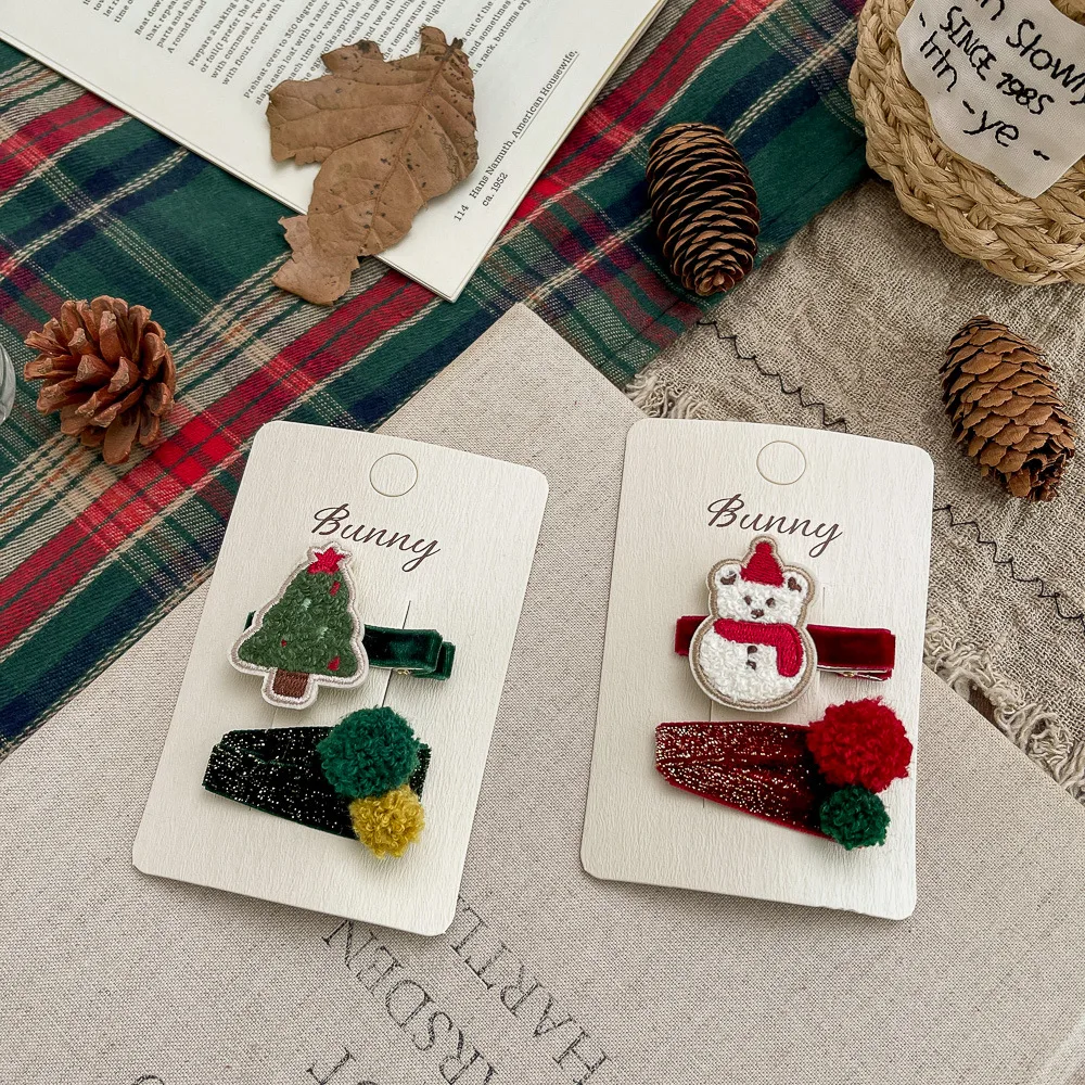

Christmas Hair Clip Hairpin Christmas Tree Snowman Bangs Side Clip Hairpin Hair Clip Children's Hair Accessories Christmas Gifts