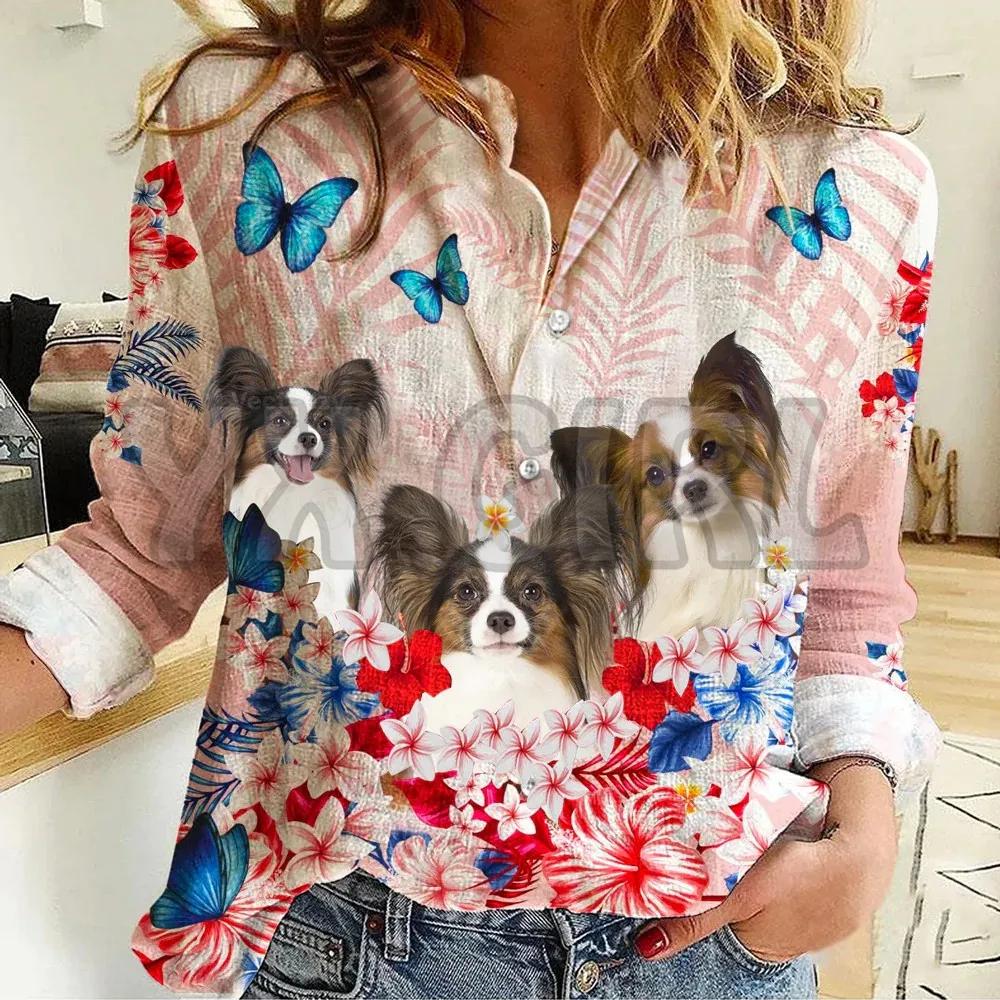 YX GIRL Maltese Floral Casual Shirt   3D Printed Button-down Shirt Casual Unique Streewear