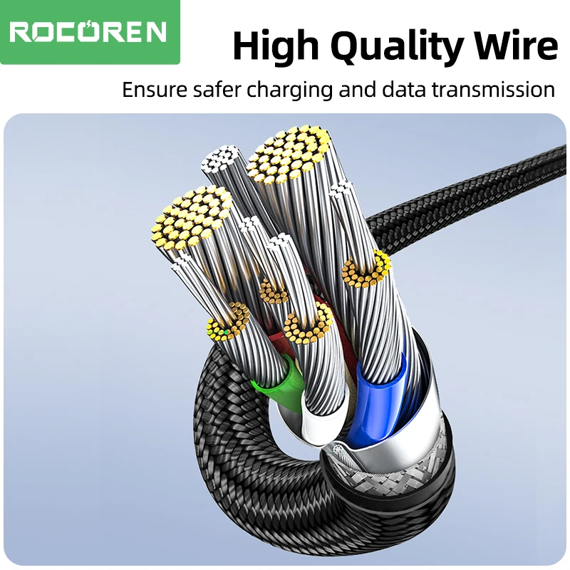 Rocoren 100W USB C TO Type C สาย USB PD 3.1 240W สายชาร์จเร็วสาย USB-C 5A typec สำหรับ iPhone 15 MacBook Samsung