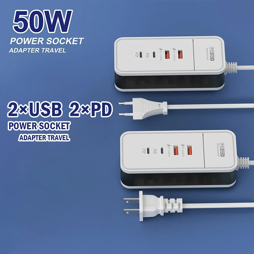 4 Port USB Charger QC 3.0 3.1A Travel Charger Fast Charging Wall Charger For iPhone 15 Xiaomi Samsung Phone Travel Power Adapter