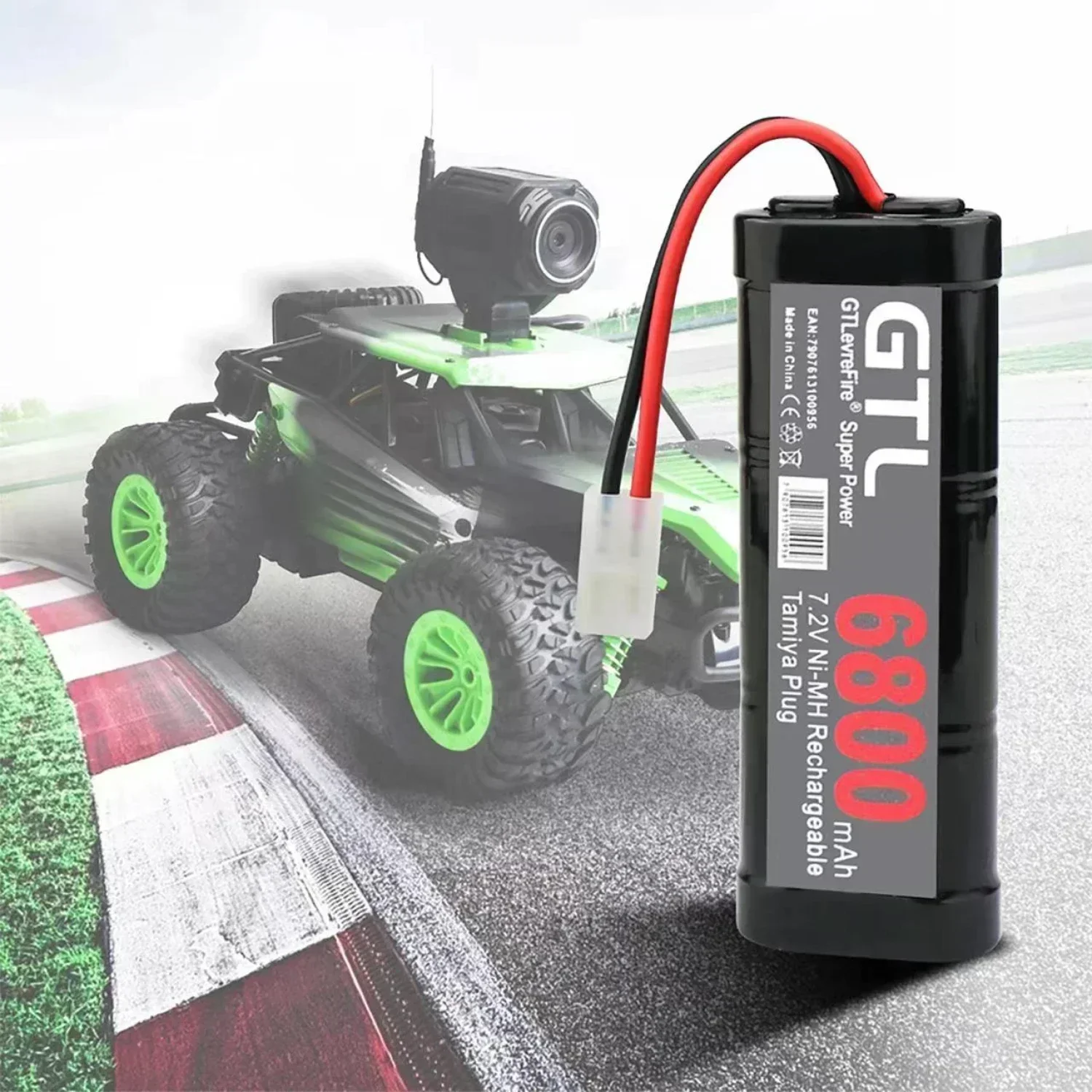 7.2V 6800mAh NiMH Replacement RC Battery with Tamiya Discharge Connector for RC Toys Racing Cars Boat Aircraft