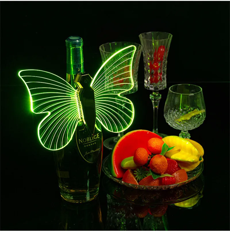 30Pcs Led Butterfly Wings Bottle Cap Topper Light Rechargeabe RGB Color Champagne Burst Light Party Wedding Nightclub Decor