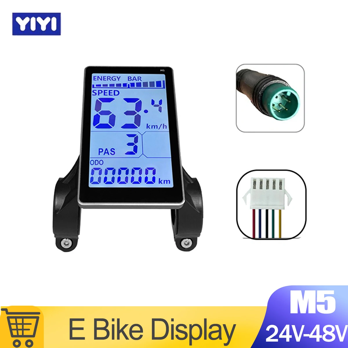 

ЖК-дисплей для электровелосипеда, простой в установке, ЖК-панель M5 для скутера, прочный и износостойкий, 5-контактный водонепроницаемый разъем