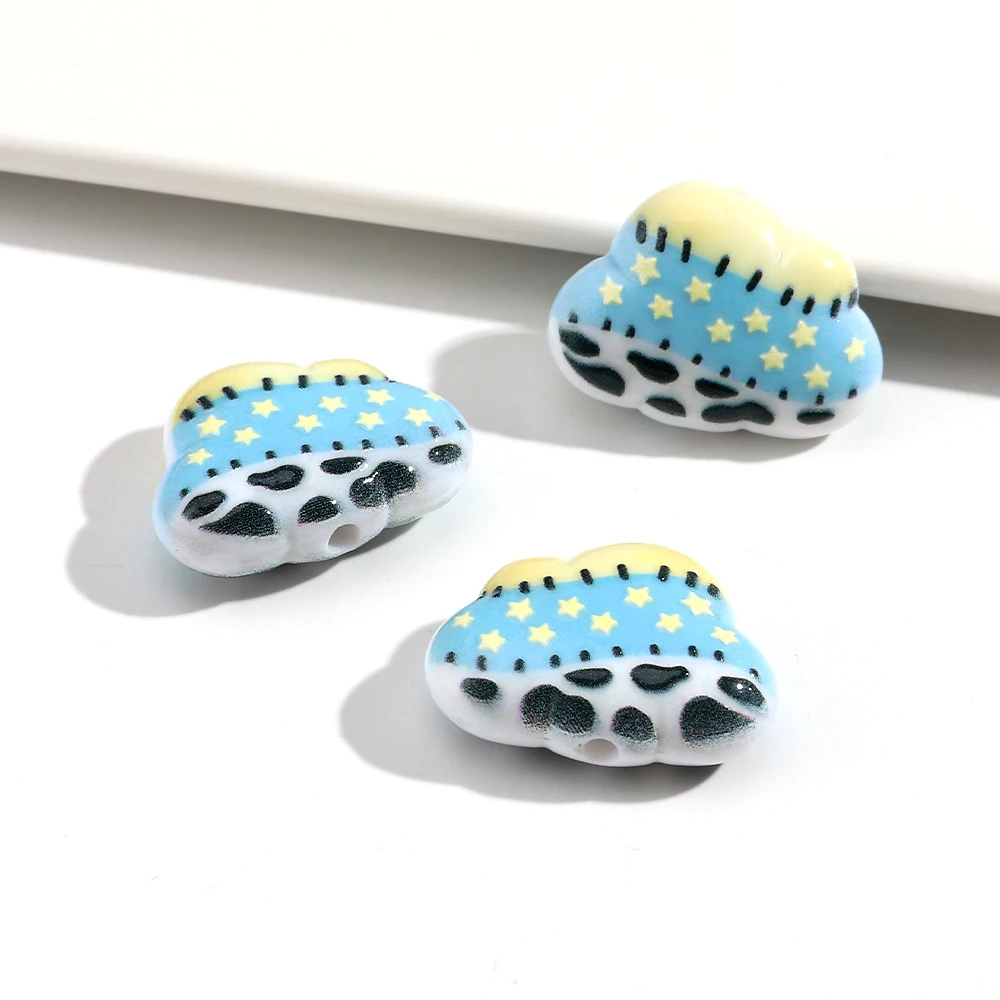 15Pcs Cute Cloud Shape Bow Acrylic Spacer Beads for DIY Jewelry