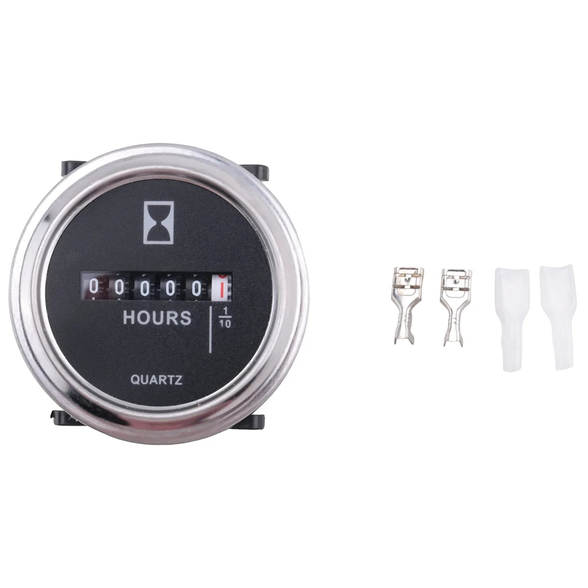 Hour Meter 6 to 80 Volts DC - Round Silvery Trim