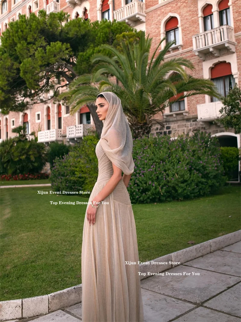 Xijun luxe chiffon zeemeermin avondjurken uit de schouder geplooide lange galajurken celebrity formele galajurken op maat