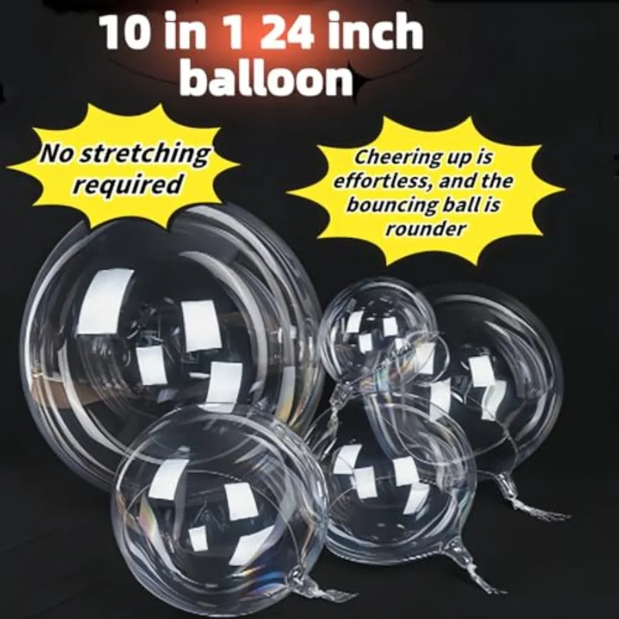 24インチ クリアバブルバルーン 10個入り ヘリウム対応 TPUバルーン 結婚式飾り クリスマスパーティー 誕生日 LEDライト用