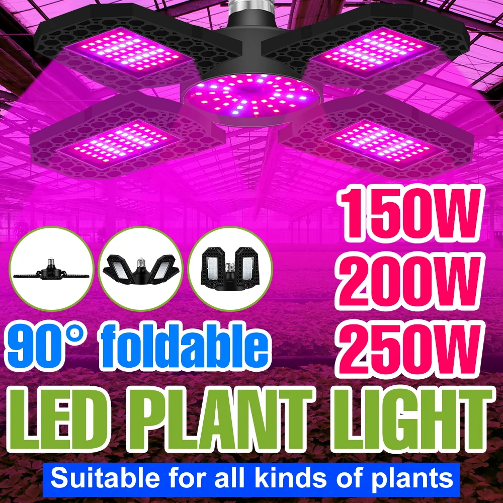 

Светодиодные фитолампы 250 Вт для выращивания растений в помещении, полный спектр, 220 В, складные, для теплиц, гидропоники, выращивания овощей и фруктов