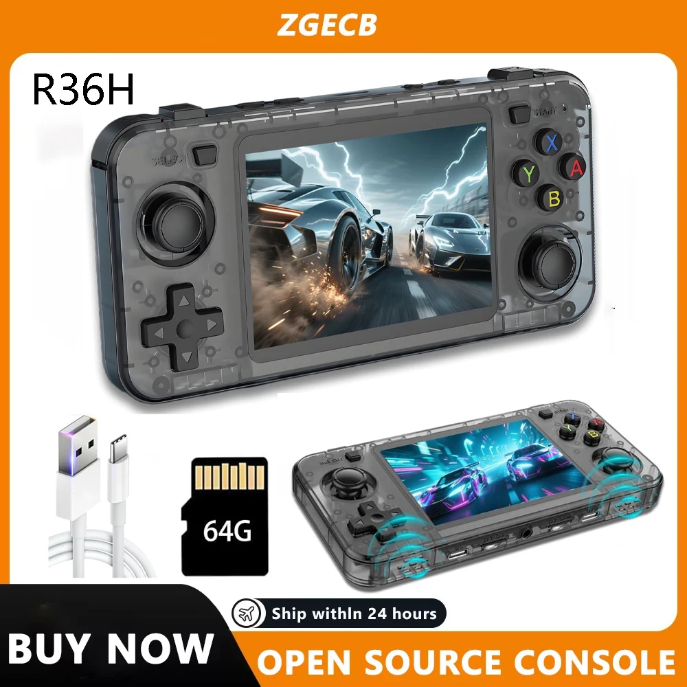 

Портативная игровая консоль FLLAPT R36H, 64G, 10000 + классическая игра, четырехъядерный процессор RK3326, 3,5-дюймовый IPS-экран 30 + форматы игр ﻿