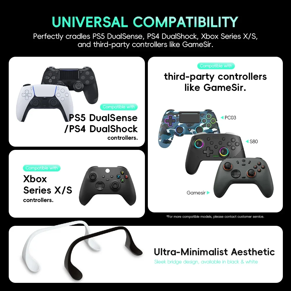 Data Frog Gamepad Stand for PS5 Xbox GameSir, Desktop Controller Mount, Universal Game Controller Display Dock for PC Gaming view 4
