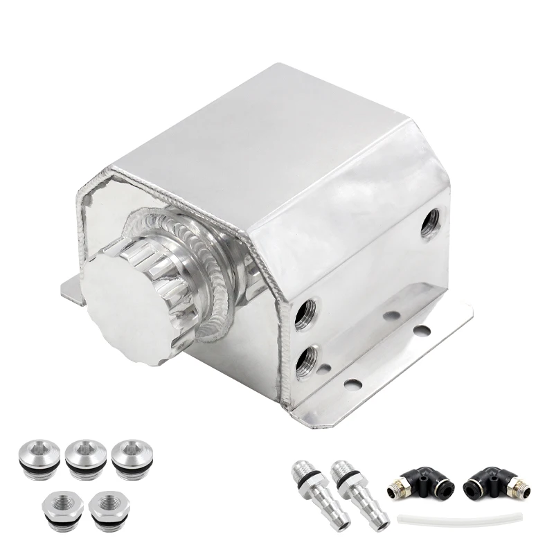 Universal 1L Aluminum Oil Catch Can Tank Reservoir with Drain Plug Racing Oil Catch Tank