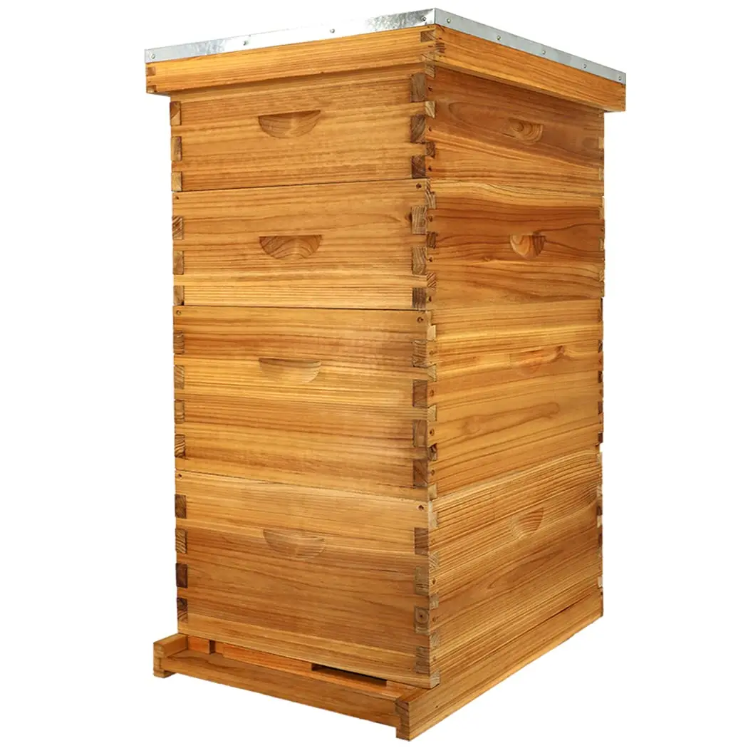 10 Frame 4 Layer Wood Langstroth Beehives Deep Brood And Medium Honey Super Box