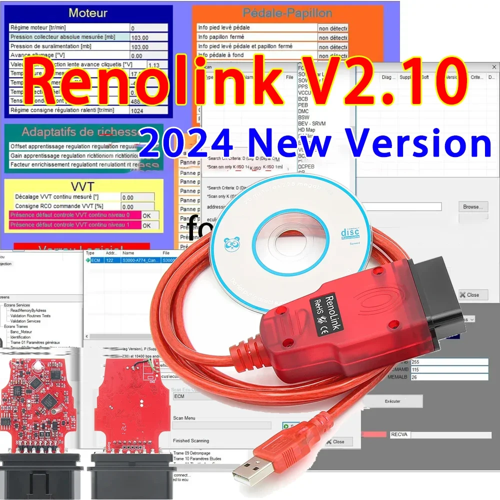 

2024 Renolink V2.10 для Renault Car OBD2 Сброс подушки безопасности OBD 2 Автомобильный диагностический инструмент ECM UCH ключ ECU Программатор PK V1.99