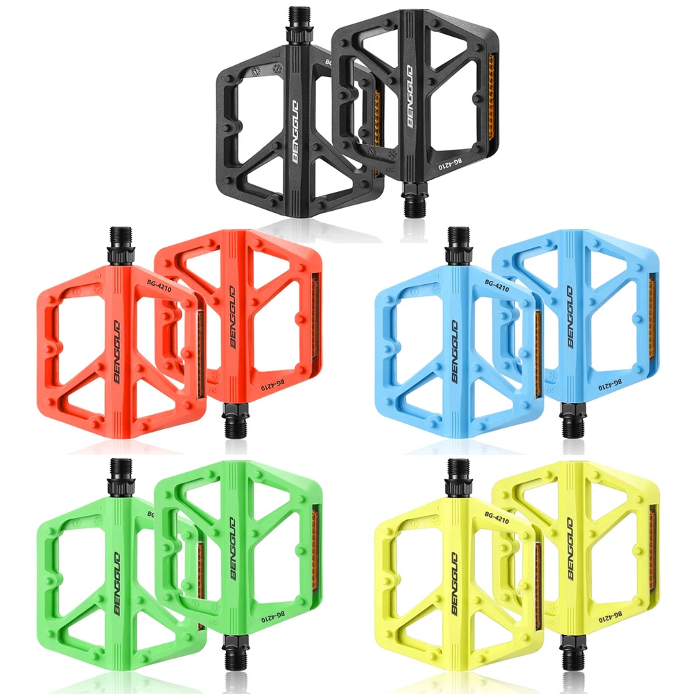 AliExpress Shunmaii 1/2Pcs Nylon Bicycle Pedals with Reflector Double DU Bearing Ultralight Bike Pedals Anti-Slip Cycling Safety Pedals Bike Parts