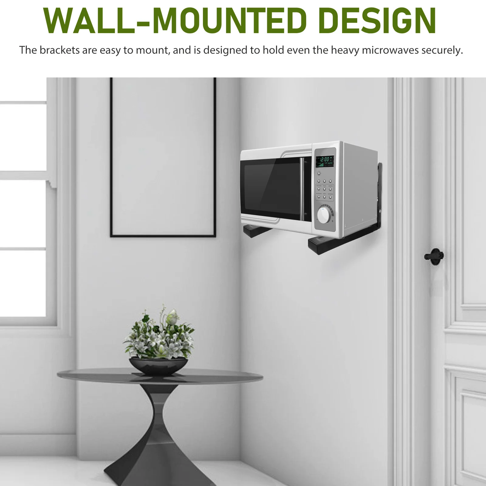 

2Pcs Microwave Holder Stand Wall Mount Bracket Stainless Steel Anti Rust Wear Resistant Microwave Mounting Kit