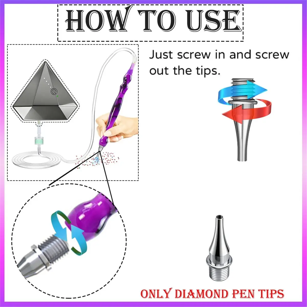 Art Pen Replacement Kit, Stainless Steel Nibs, Hollow Multi Placer Tips for 5D Painting