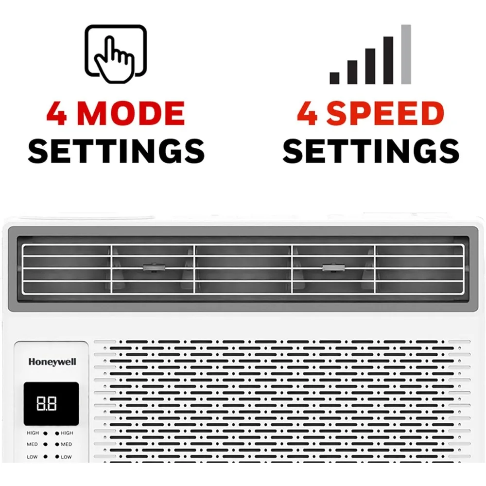 Pendingin udara jendela Digital 6,000 BTU, Remote, 4 mode, Eco, cakupan 250 sq