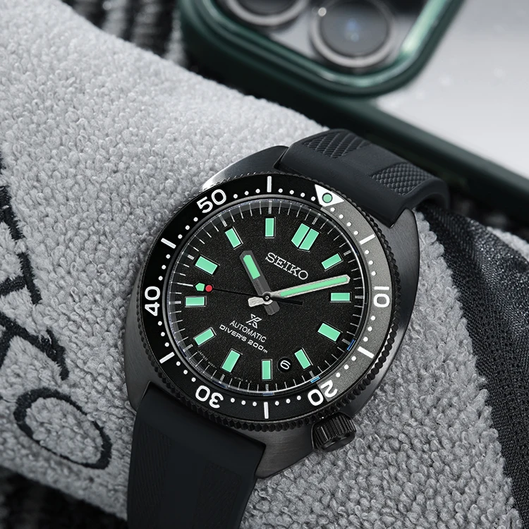 SEIKO Prospe Collection Automatic Mechanical Movement Silicone Strap Watch Men's Watches Black Dial SPB335J1