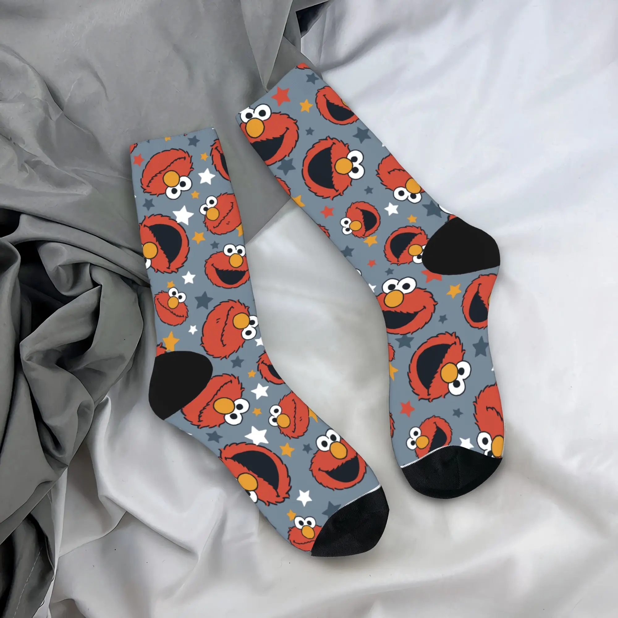 Autumn Winter Cool Men's Women's Elmos Rules Star Cookies Monsters Socks Cartoon Breathable Basketball Socks