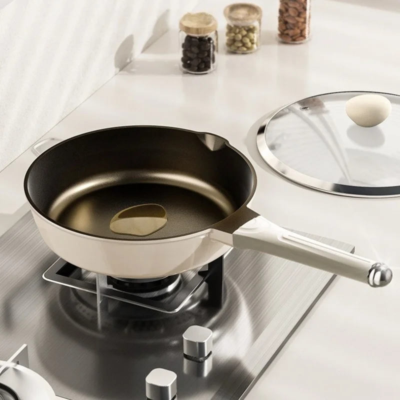 

Titanium Ceramic Uncoated Nonstick Deep Frying Skillet Induction Compatible Gas Stove Oven Safe Steak PFOA Free Cookware