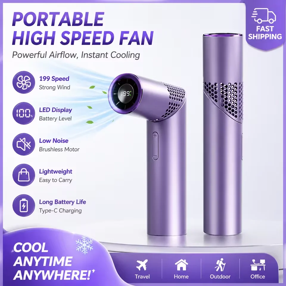 Mini Cooling Fans, Portable Lipstick Size Neck Hanging Fan, Easy To Carry USB Rechargeable Ice Compress Digital Display Handheld