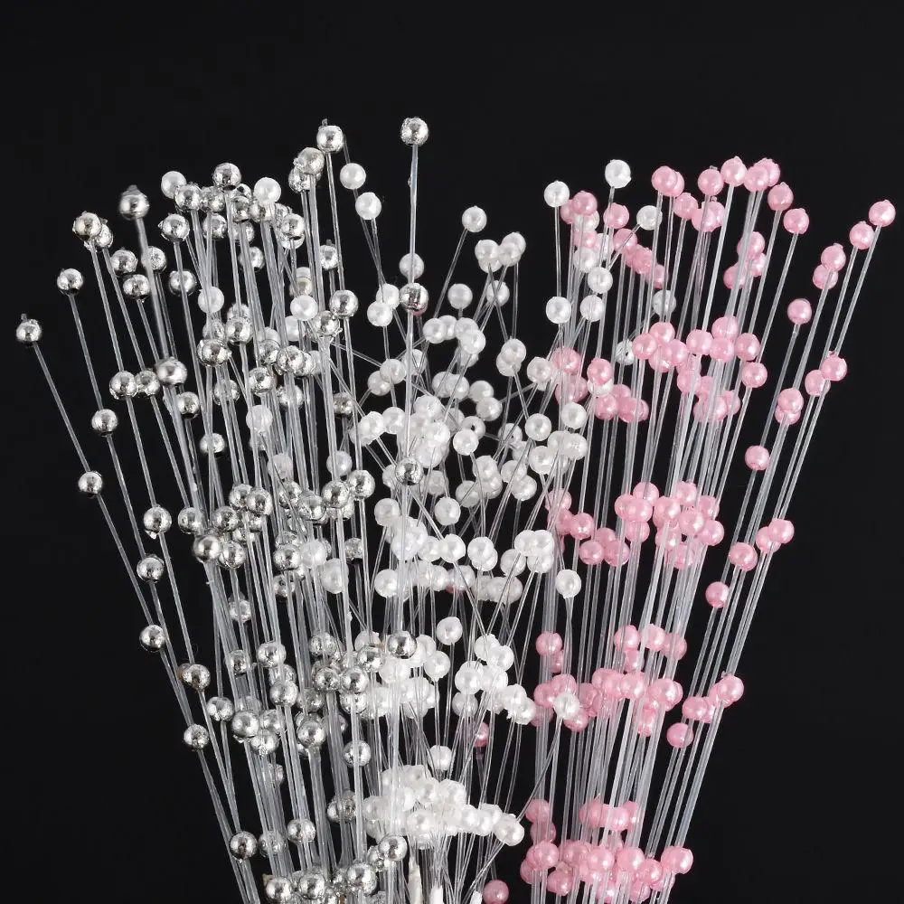 10pcs Wedding Bouquet Decoration Artificial Pearl Stem Beads String Sticks Diy Bride Flower Garland Christmas Party Supplies