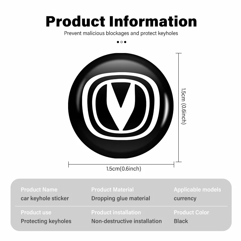 For Changan UNI‑V UNI‑K Deepal SL03 8Pcs Waterproof Self‑Adhesive Door Lock‑Eye Protective Decal Stickers Exterior Trim