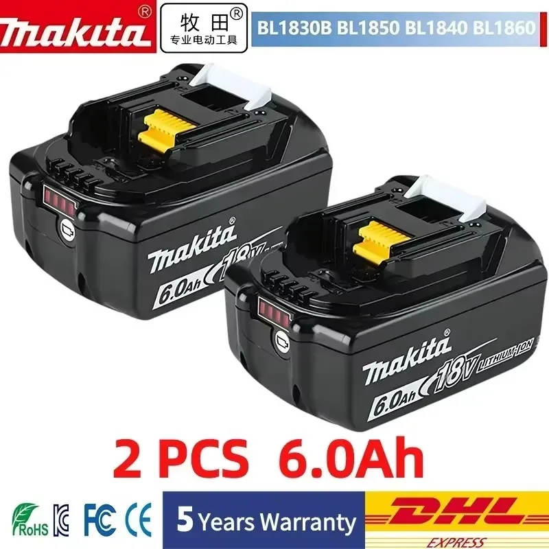 100% Original Makita 6Ah für Makita 18V Akku BL1830B BL1850B BL1850 BL1840 BL1860 BL1815 Ersatz-Lithium-Akku