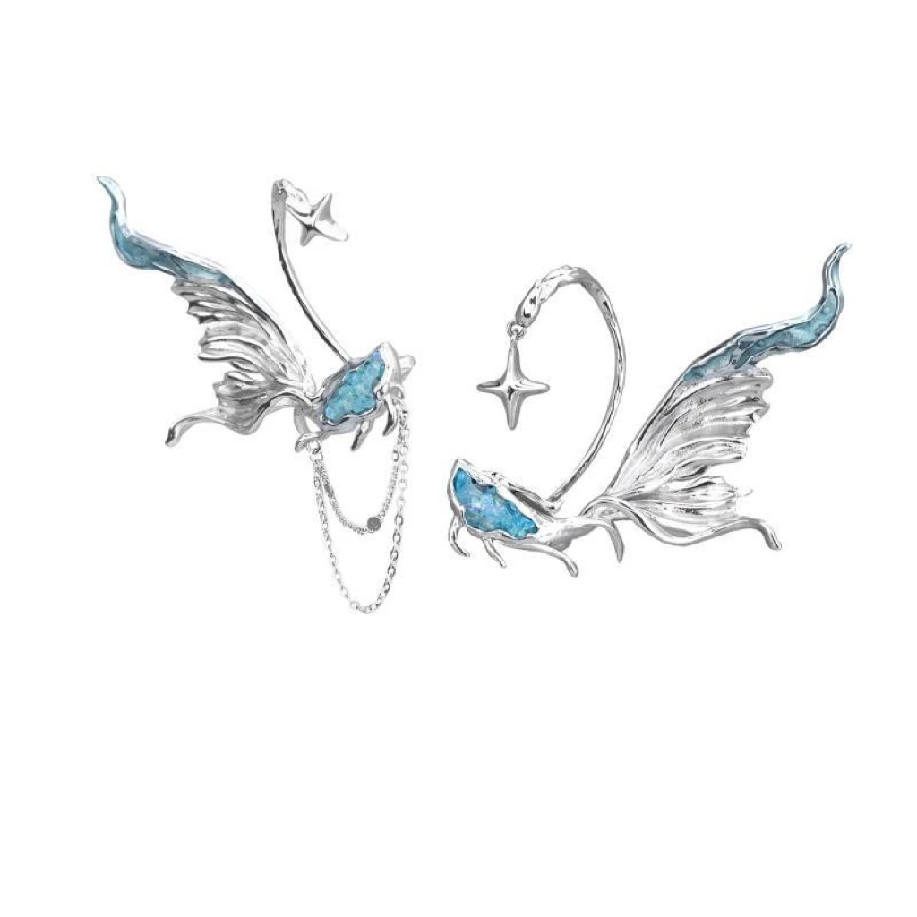 

Exquisitely Beautiful Fish Tail Elf Ear Cuff Original Niche Design Short Hair Styling Magic High-End Ear Clip Non-Pierced Ears