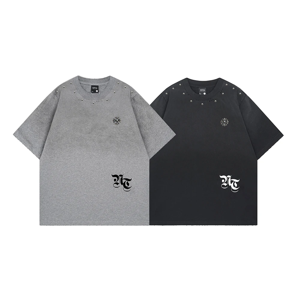 Y2k Ripped T Shirts 2026 Summer New Trend Hip Hop Gothic Oversized T-shirt Men Clothing High Street Short Sleeve Tee Cotton Tops