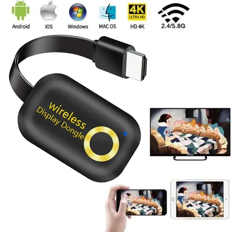Plug And Play Wireless Screen Mirroring Dongle 1080P HD Dual Band WiFi for Phone Tablet to TV Projector Home Daily Use