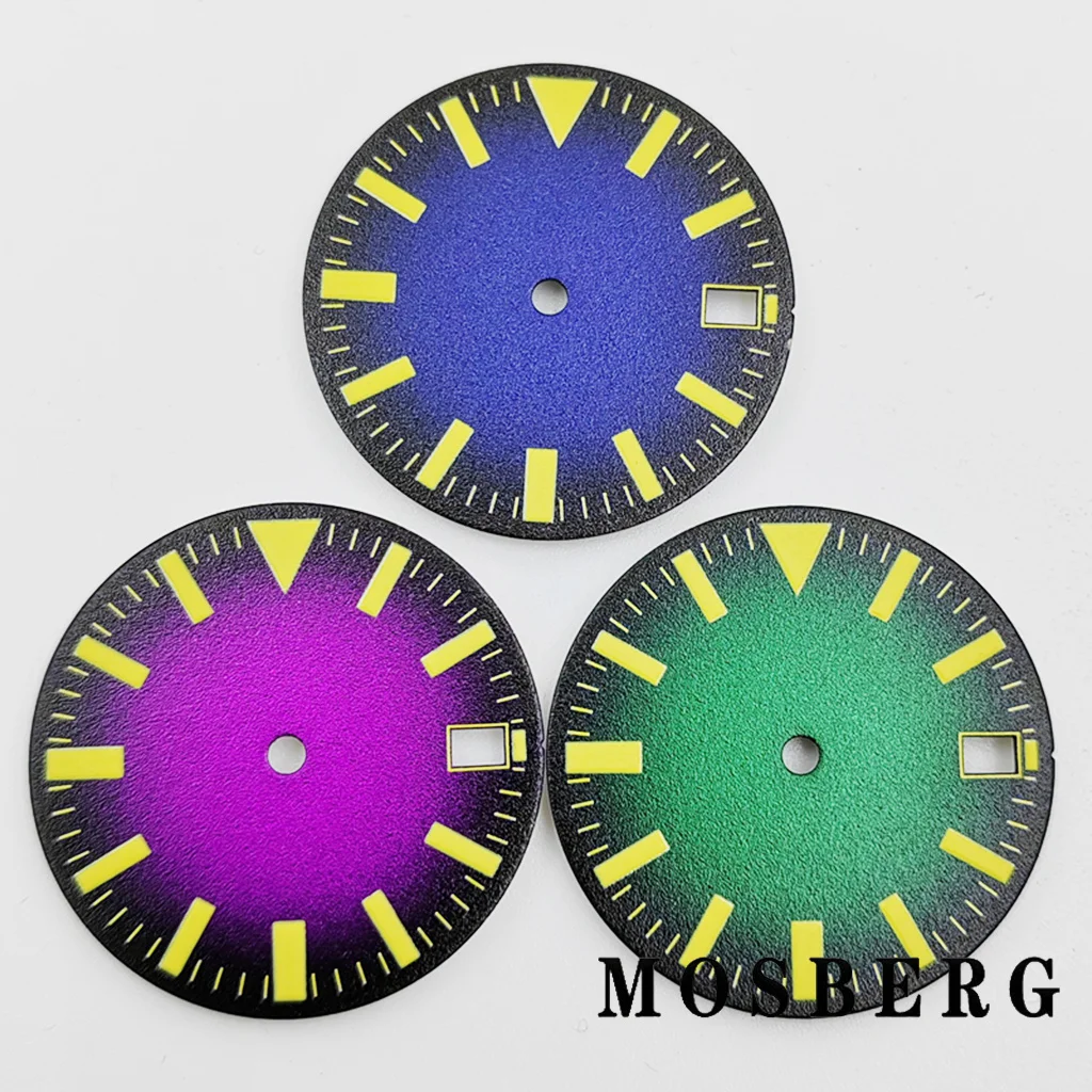 قرص ساعة 28.5 ملم لـ NH35 NH35A مع نافذة التاريخ وجوه ساعة مضيئة تناسب الساعة 3.0 3.8 حركة أوتوماتيكية