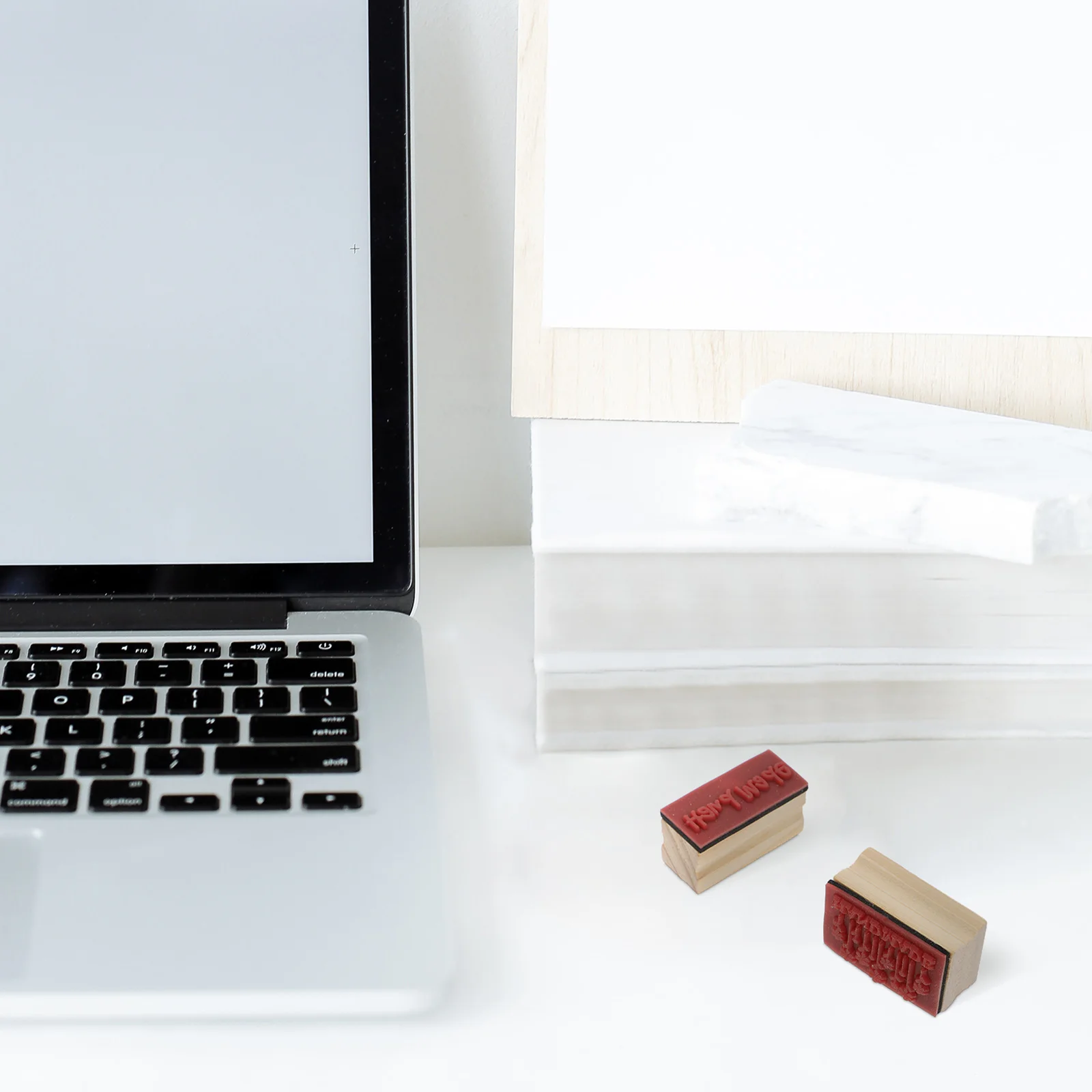 

2Pcs Wooden Stamp H made Vintage Square Lightweight Portable DIY Craft Decoration For Stationery School Office Use