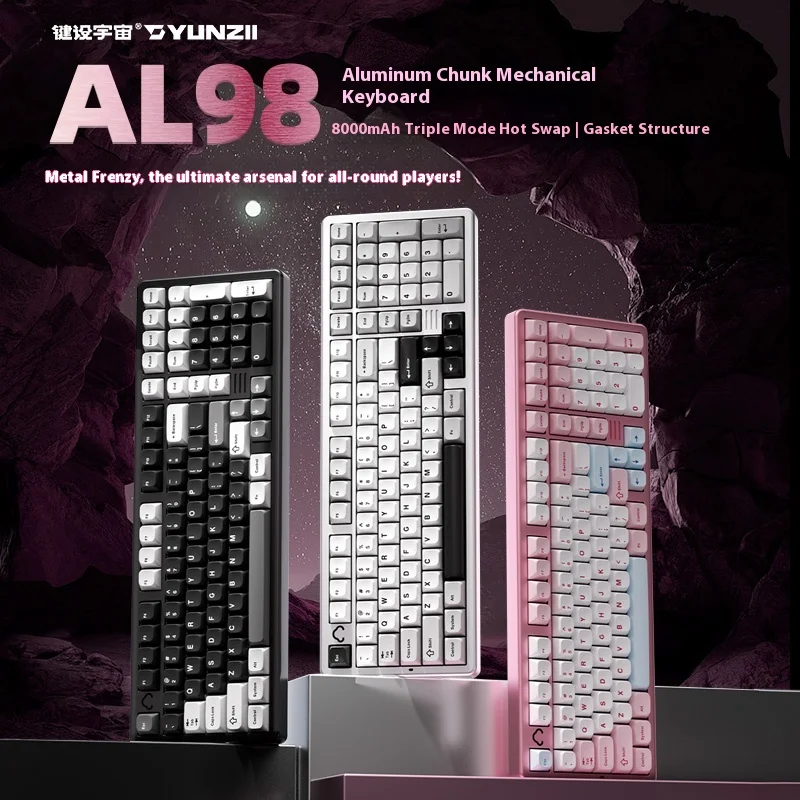 YUNZII AL98 Wireless Mechanical Keyboard BT 2.4G Wireless Aluminum Shell DIY Switch Hot Sappable Gasket Support QMK VIA Keyboard