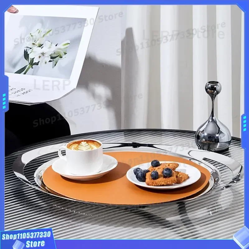 Luxury Stainless Steel Mirror Tray for European Home Decor High End Fruit Plate Champagne Serving Platter Afternoon Tea Snack