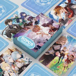 60+32Pcs/Set Genshin Impact Cards Anime Game Collection Paper Cards Mini Sticker Cosplay Toy Fans Gifts