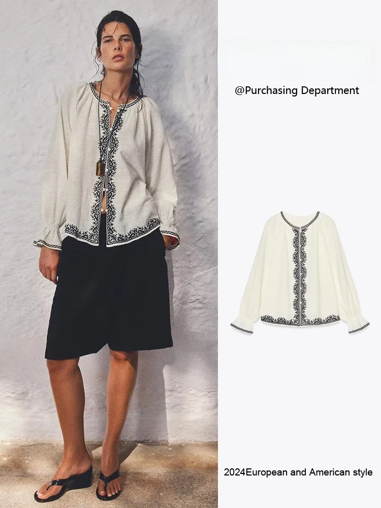 

New Arrival Autumn Casual Comfortable Long Sve round Ne Embroidered irt Women's Faion Commute Sle Color Knit...