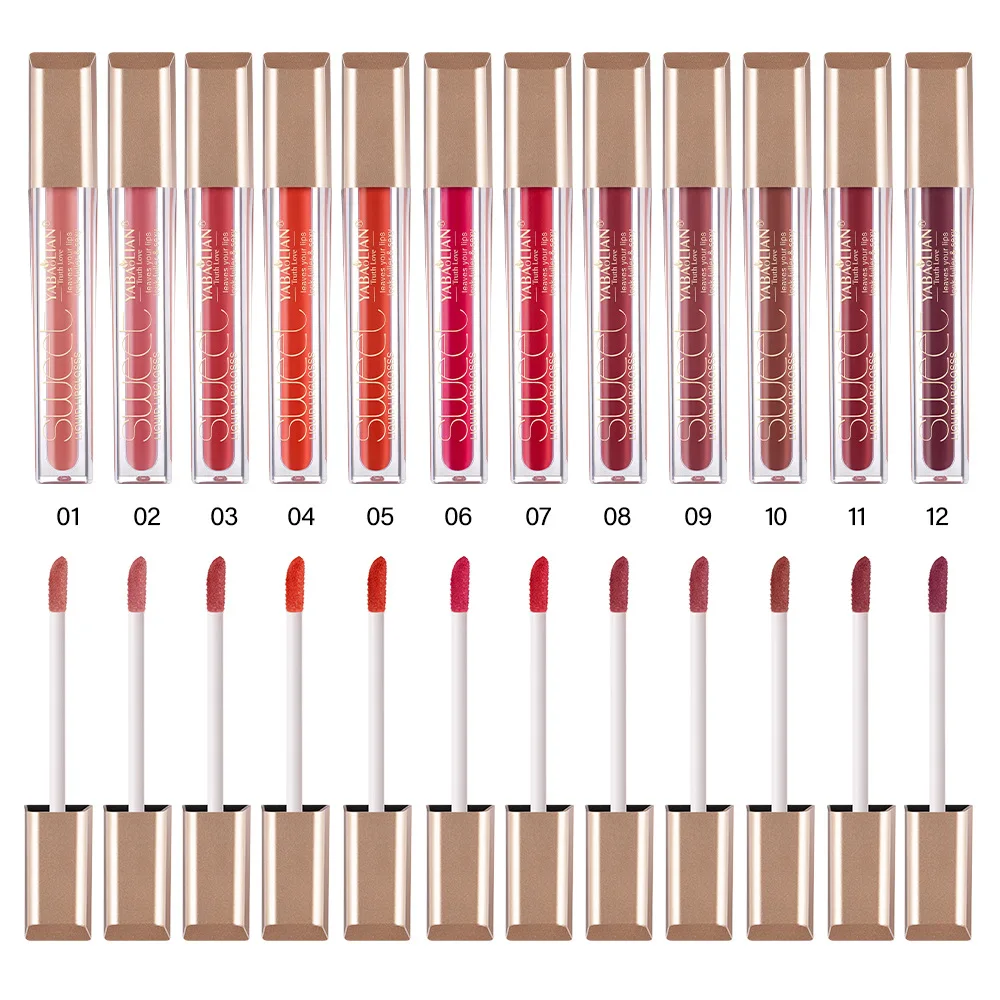 Brillo de labios para niñas, 24 piezas, 12 colores, esmalte de labios, resistente al agua, maquillaje de labios de larga duración, venta al por mayor